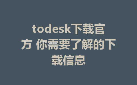 todesk下载官方 你需要了解的下载信息