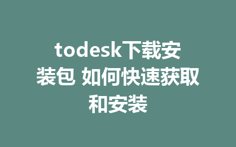 todesk下载安装包 如何快速获取和安装