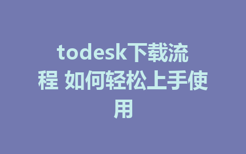 todesk下载流程 如何轻松上手使用