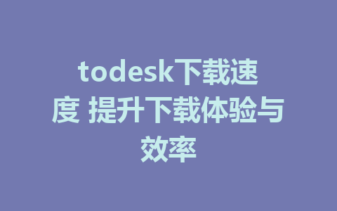 todesk下载速度 提升下载体验与效率