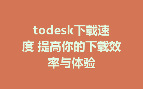 todesk下载速度 提高你的下载效率与体验