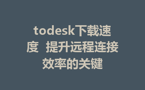 todesk下载速度  提升远程连接效率的关键