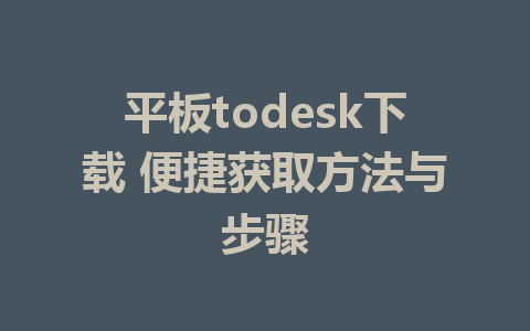 平板todesk下载 便捷获取方法与步骤